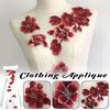 5 st/set Röda Plommonblommor Broderade Lappar Tygklistermärke Applikation Kläder Sy på Lapp Hantverk Sömnad Reparation
