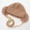 Knit Ear Flap Beanie Cuffed Cuffed Winter Hat Retro Ear Flap Hat  For Women
