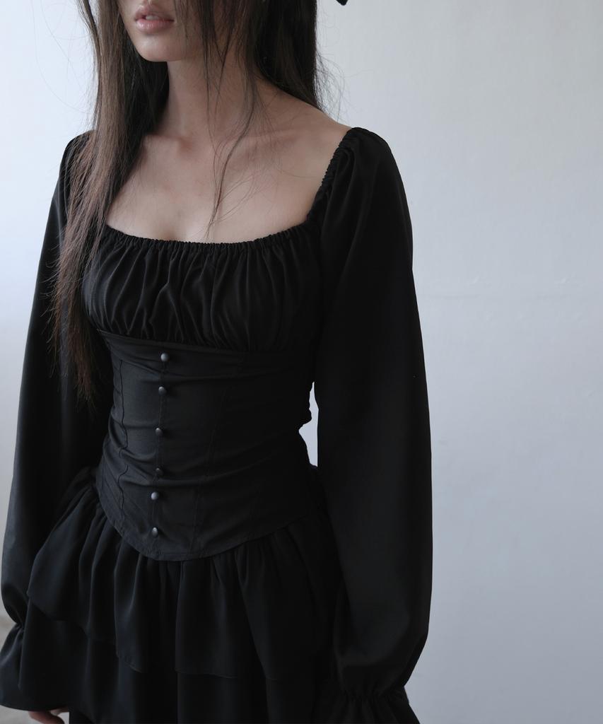IODAM Lilia Corset Blouse (Black)