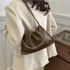 Pure Color Faux Leather Shoulder Bag Women's Summer New Style Underarm Chain Crossbody Bag Soft Square Shape Polyester Lining KTB