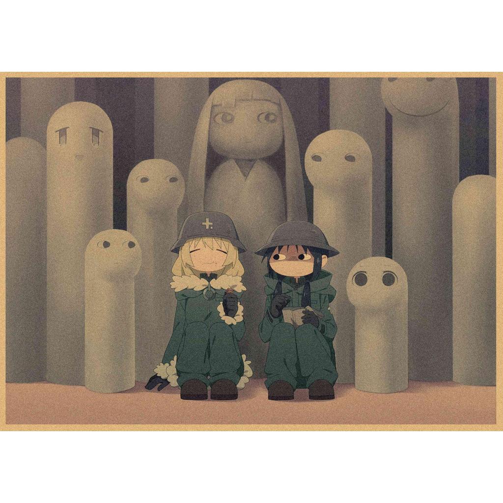 Retro Japanese Anime Girl Journey Poster - Kraft Paper Decorative Wall Art