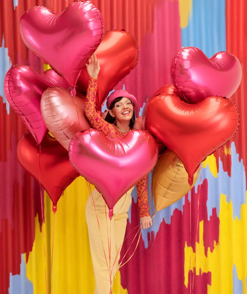 PartyDeco HEART Foil Balloon Pink 75x645