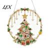 Festive Tree Ornament Crafting Christmas Rhinestone Painting Suncatcher Kit, DIY Faux Pearl Art Xmas Crafts for Adults Beginner, Acrylic Decorative