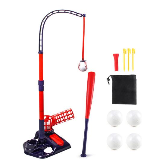 

3-в-1 набор бейсбольных мячей с игрушкой для подачи, выдвижной битой, 6 мячей, регулируемая высота, спортивная игрушка для дома и улицы для детей в возрасте от 3 до 12 лет синий