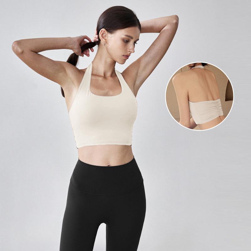 Chic Women's Halter Push-up Sport Bra Top - Waist-Cinching Yoga & Pilates Outerwear