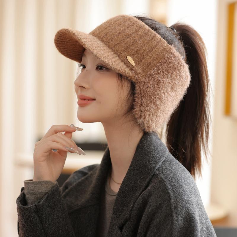 Autumn and Winter Hats for Women with Big Brim Showing Face Small Duck Tongue Knitted Hat  High End Temperament Wool Hat  Versatile Warm Hat