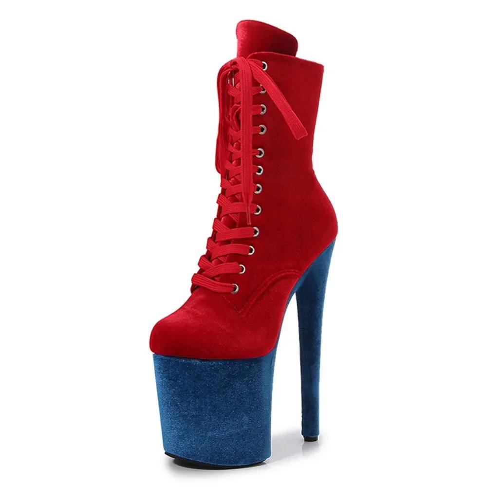 Fashion Top Sale 20CM Corduroy Surface Platform Women Shoes High Heeled shoesCustom Colors Boots Erotic Lap Pole Dancing Ankle Boots