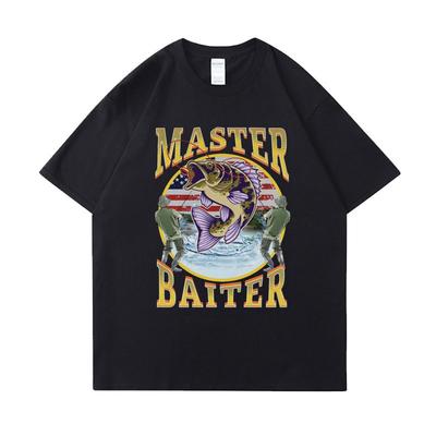 2025-26 Hot-selling New Funny Master Fishing Imitation T-shirt Summer Men's Women's Pure Cotton Fashion Trend T-shirt Top