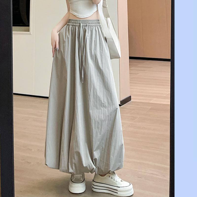 

Голубая пушистая юбка-бутон для женщин на лето тонкая новая с высокой талией А-силуэта средней длины юбка-фонарик из ледяного шелка M