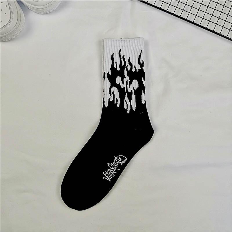 1 Pair Men Fashion Hip Hop Hit Harajuku Funny Socks Red Flame Blaze Power Torch  Warmth Street Skateboard Cotton Socks