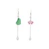 Retro High-End Lotus Earrings, Antique Temperament Asymmetric Lotus Leaf Pearl Fringed Chain Earrings