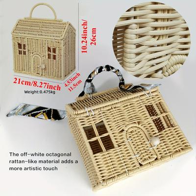 Aufbewahrungskorb aus Rattan Weide mit Deckel Puppenhaus-Tragekorb Dekorativer Handgeflochtener Regal-Organizer Handgefertigtes Weihnachtsgeschenk Kunstwerk