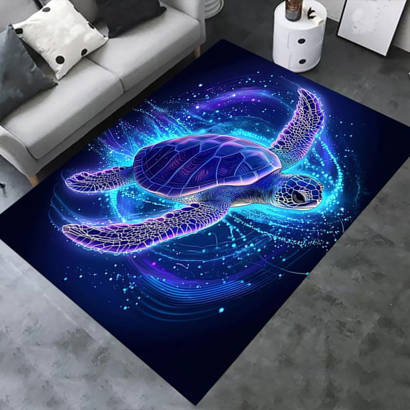 1 Stück Meeresschildkröte, Leuchteffekt, Digitale Kunst Büro Teppich Weiches Polyester Eingangsteppich Waschbar Nicht
