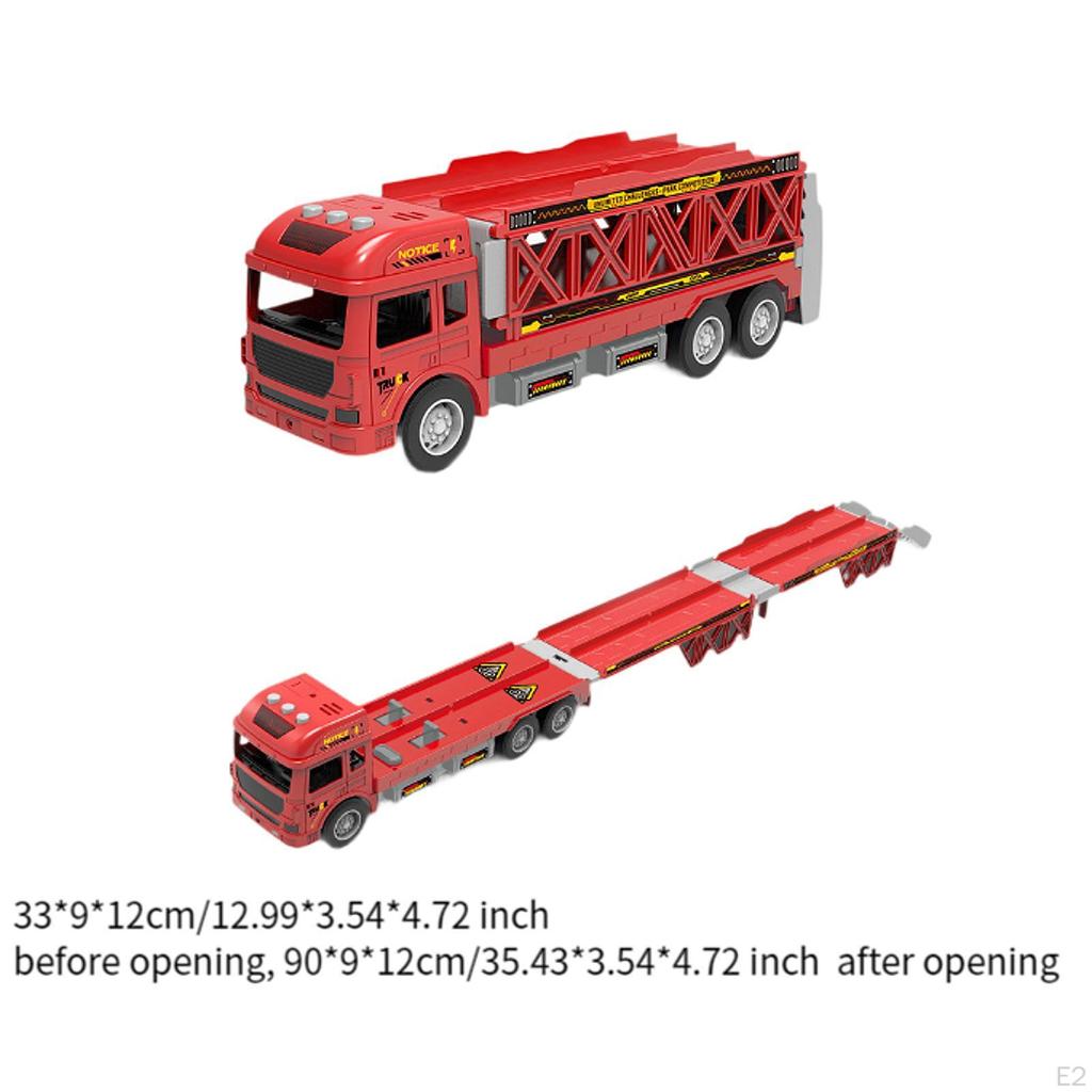 Vehicle Set with Foldable Transport Truck for Kids