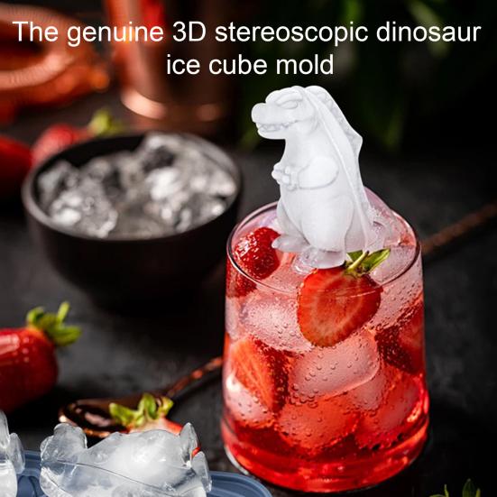 Ice Cube Mold 3D Dinosaur Shape Ice Cube Tray with Lid Whiskey Cocktails