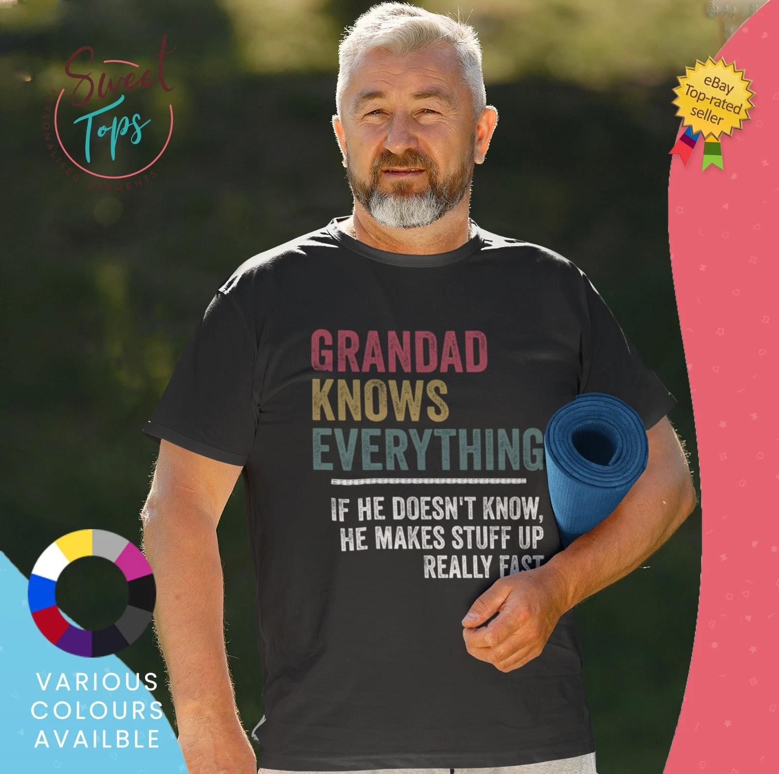 Grandad Knows Everything Male Short Sleeve T shirt | Gift | Birthday XL