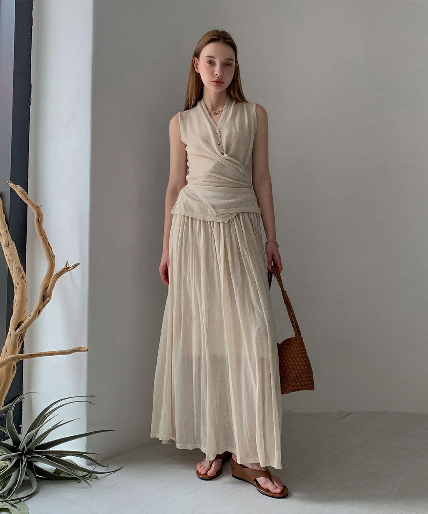 Baseukala Bella V-Neck Linen Sleeveless Knit (2Colors)