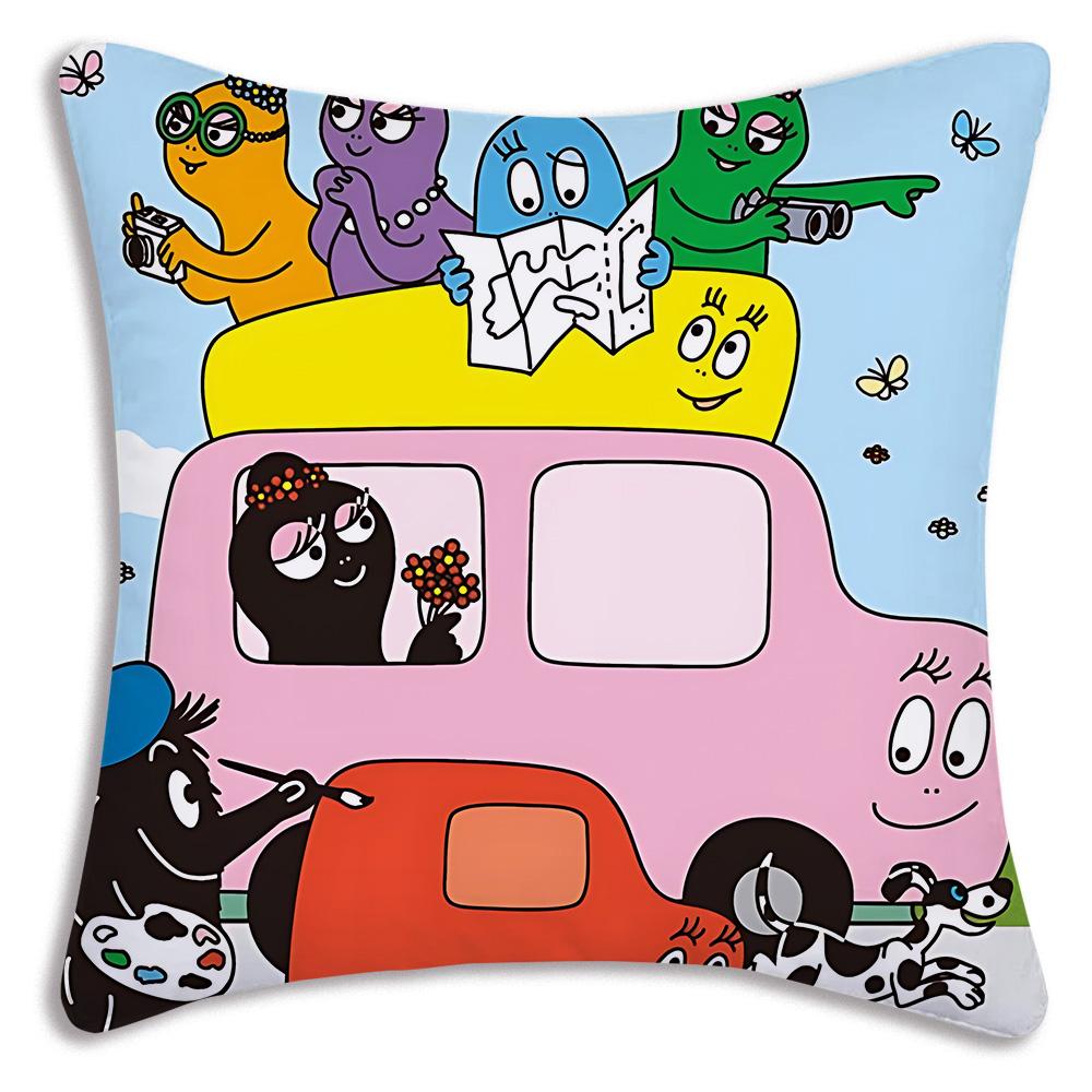 Anime B-Barbapapas Pillow Covers Cartoon Sofa Decorative Home Double-sided Printing Short Plush Cute Cushion Cover