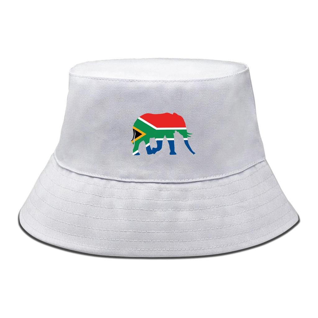 Elephant Flag of South Africa Print Bucket Hat , Patriotic Fisherman Cap Lightweight Fit Summer Fishing Hat