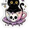 Skull Teacup Pendant 1 Pair Halloween Earrings for Women, 2D Acrylic Black Cat Women Dangle Drop Earrings, Gothic Cartoon Jewelry Party, Daily