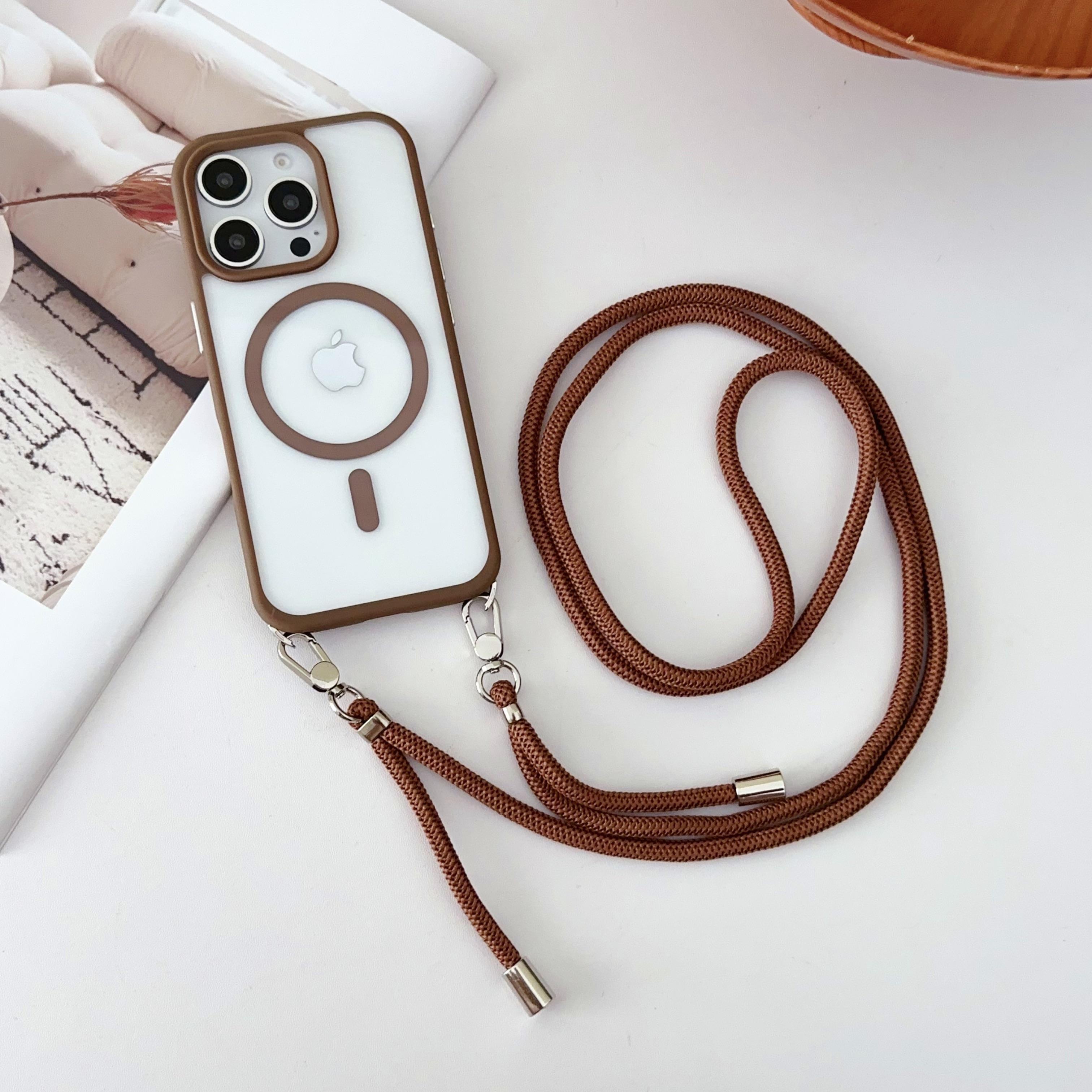 

Crossboby Lanyard Plating Clear Phone Case For iPhone 16Plus 15 14 13Pro Max For Magsafe Magnetic Necklace Cord Rope Strap Cover For iPhone 13 Pro&Case & Strap