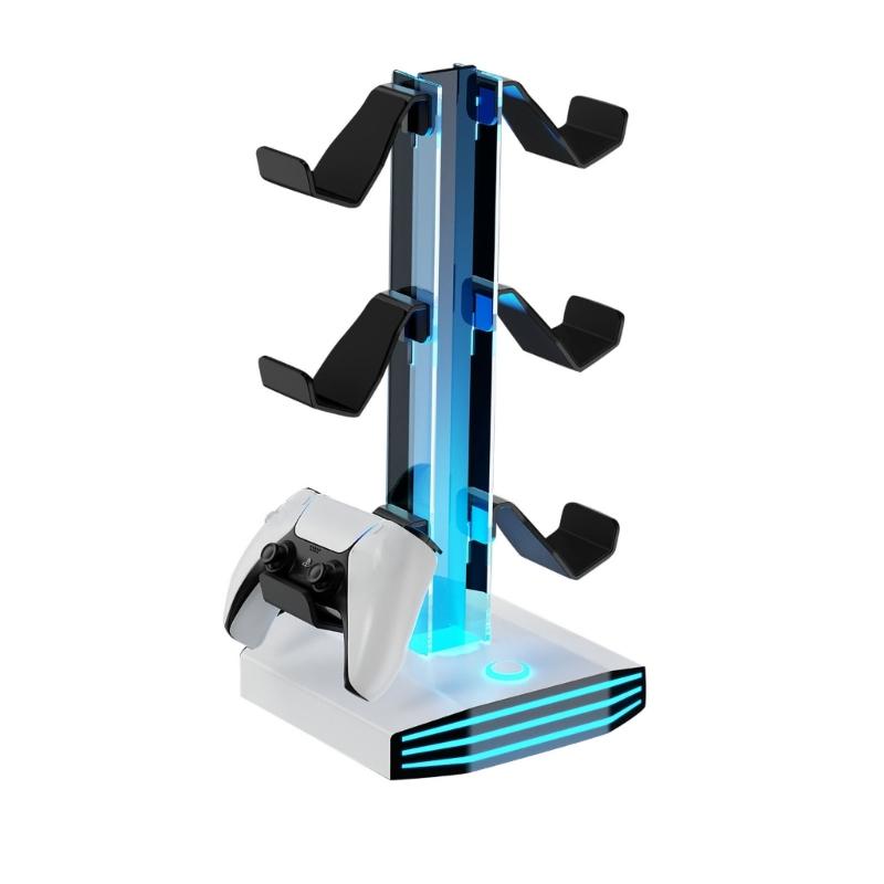 Universal Gaming Holder For Multiple Controllers And Sound Equipment Including Power Hubs