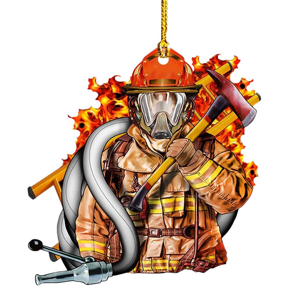 Kreativer Feuerwehrmann Mantel Auto Anhänger Weihnachtsbaum Dekoration Holz Feuerwehrmann Uniform Hängende Verzierung Für Auto Haus Weihnachten Souvenir Geschenk