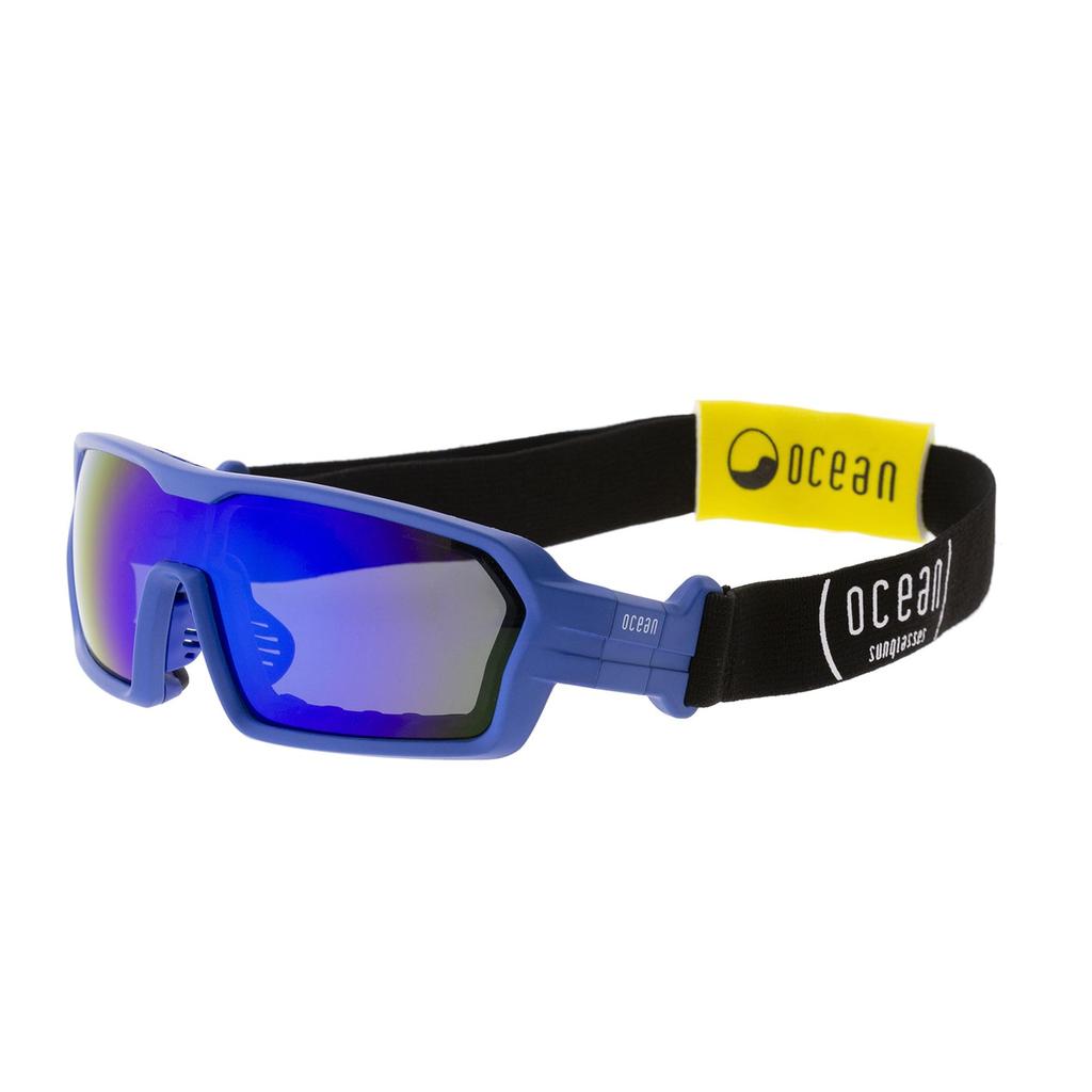 OCEAN CHAMELEON Floating UV Recycled Interchangeable Frame Matte Blue Blue REVO Sunglasses, Protection, Materials, & Strap, (Polarized Lenses),