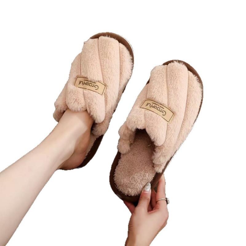 Baotou women's autumn and winter indoor and outdoor thick-soled warm plush shoes cotton slippers women's foam