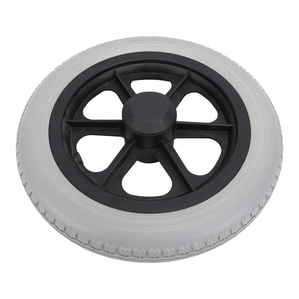 Rollstuhlrolle 12 Zoll Voll-PU-Rad Rutschfest Manuelle Rollstuhl-Ersatzteile Grau