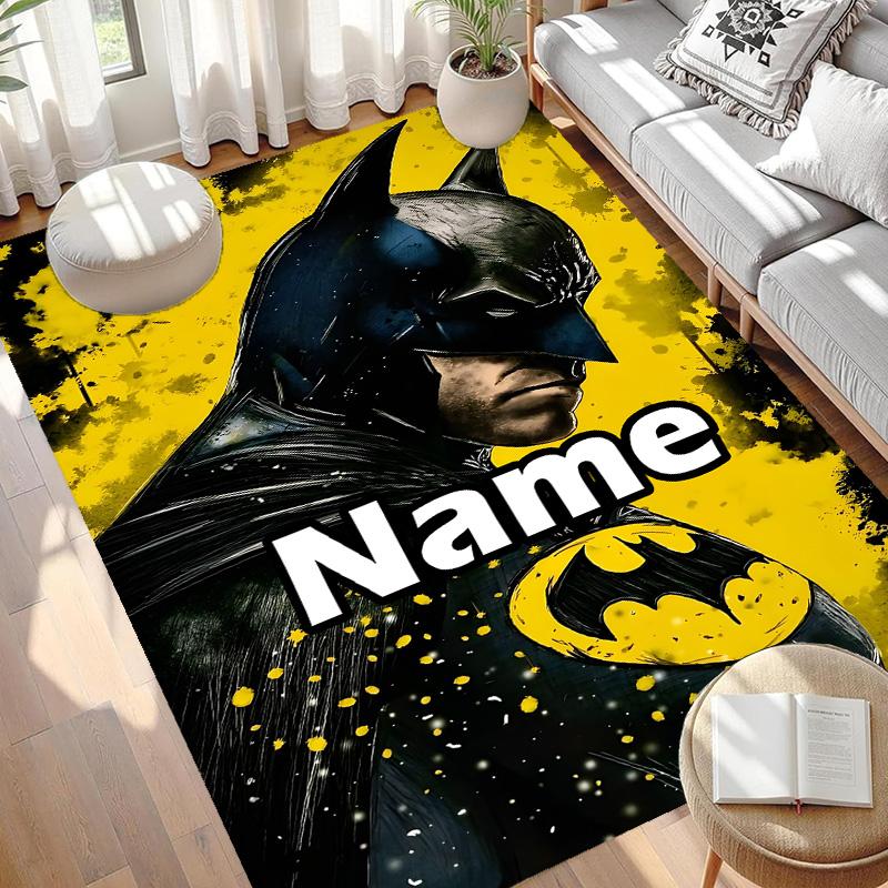 Custom Name Personalized Batman Print Carpet, Versatile Home Decor Rug, for Playroom, Apartment, Balcony, Entryway, Hallway Gift