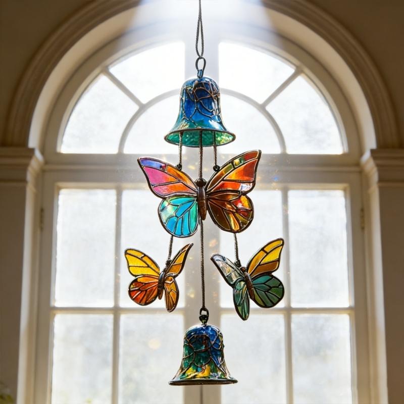 Butterfly Wind Chimes Producing Clear Tone for Balconies and Garden Creating a Peaceful Artistic Iron Design