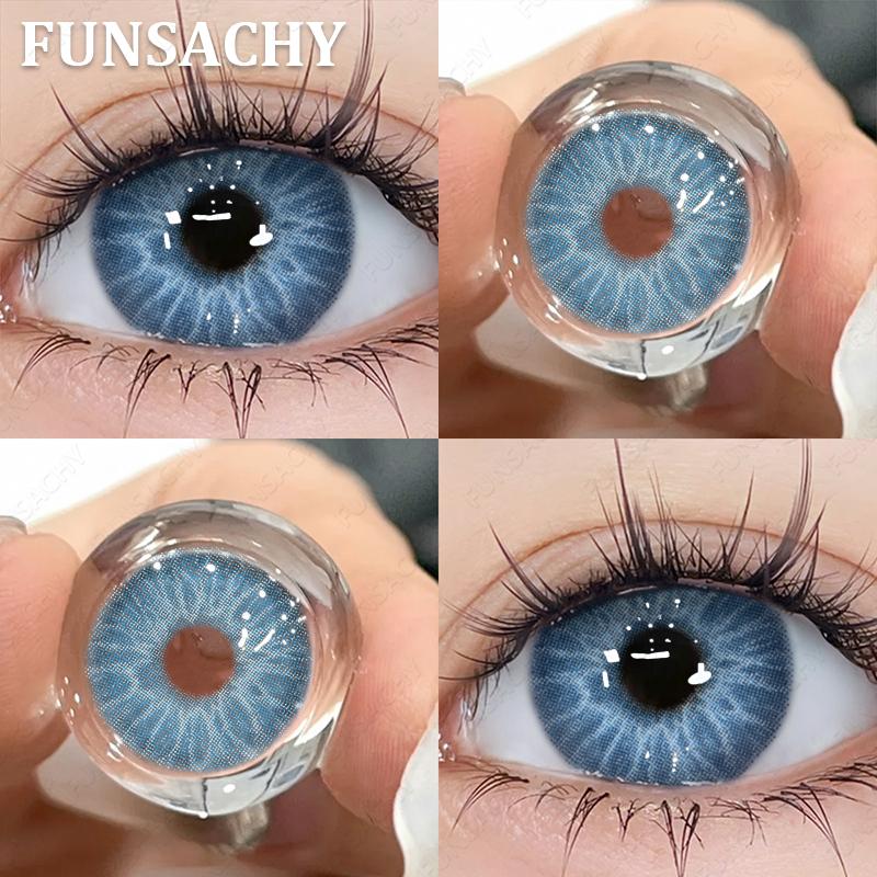 FUNSACHY 2pcs Blue Color Contact Lenses Natural Contact Lenses for Eyes Beautiful Eyes Lens Cosmetic Pupils Green Colored Lens