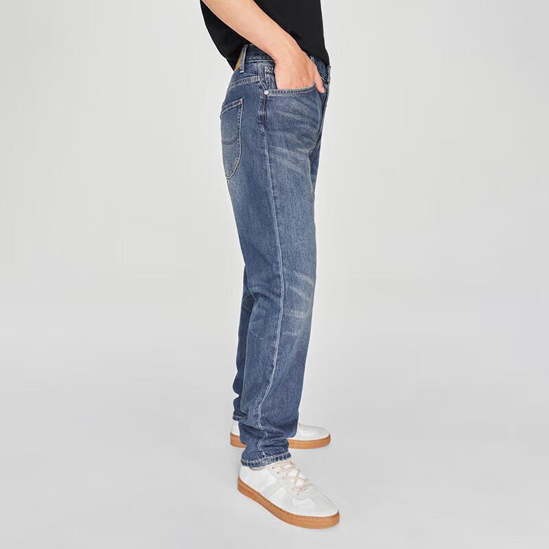 Lee Men's Mid-Waist Tapered Dark Blue Five-Pocket Jeans