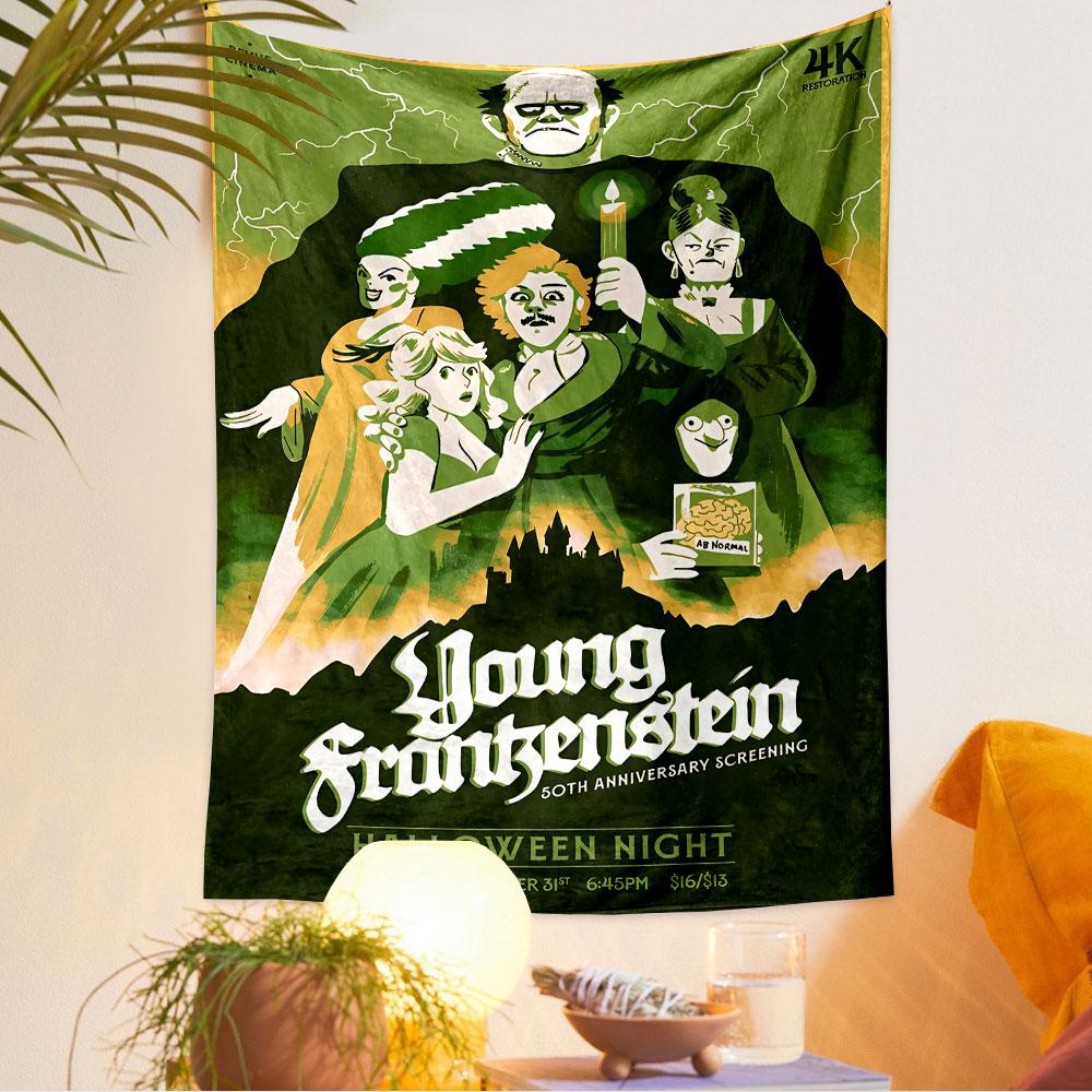 Young Frankenstein Tapestry Wall Hanging, Halloween Classic Movie Poster Art, Retro Wall Decor for Bedroom Living Room Dorm