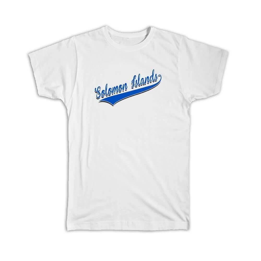 Gift T-Shirt : Solomon Islands Flag College Script Country Islander XL