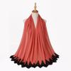 New Pearl Chiffon Malaysia Fashion Black Lace Scarves Muslim Shawl Plain Soft Turban Head Wraps Headband