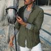 Mens Solid Color Loose Casual Long Sleeve Beach Shirt