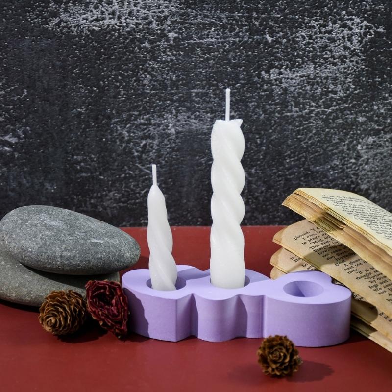 3 Hole Candle Holder Mold Flower Heart Candlestick Silicone Mould Concrete Resin Cast Molds for Wedding Valentines Day