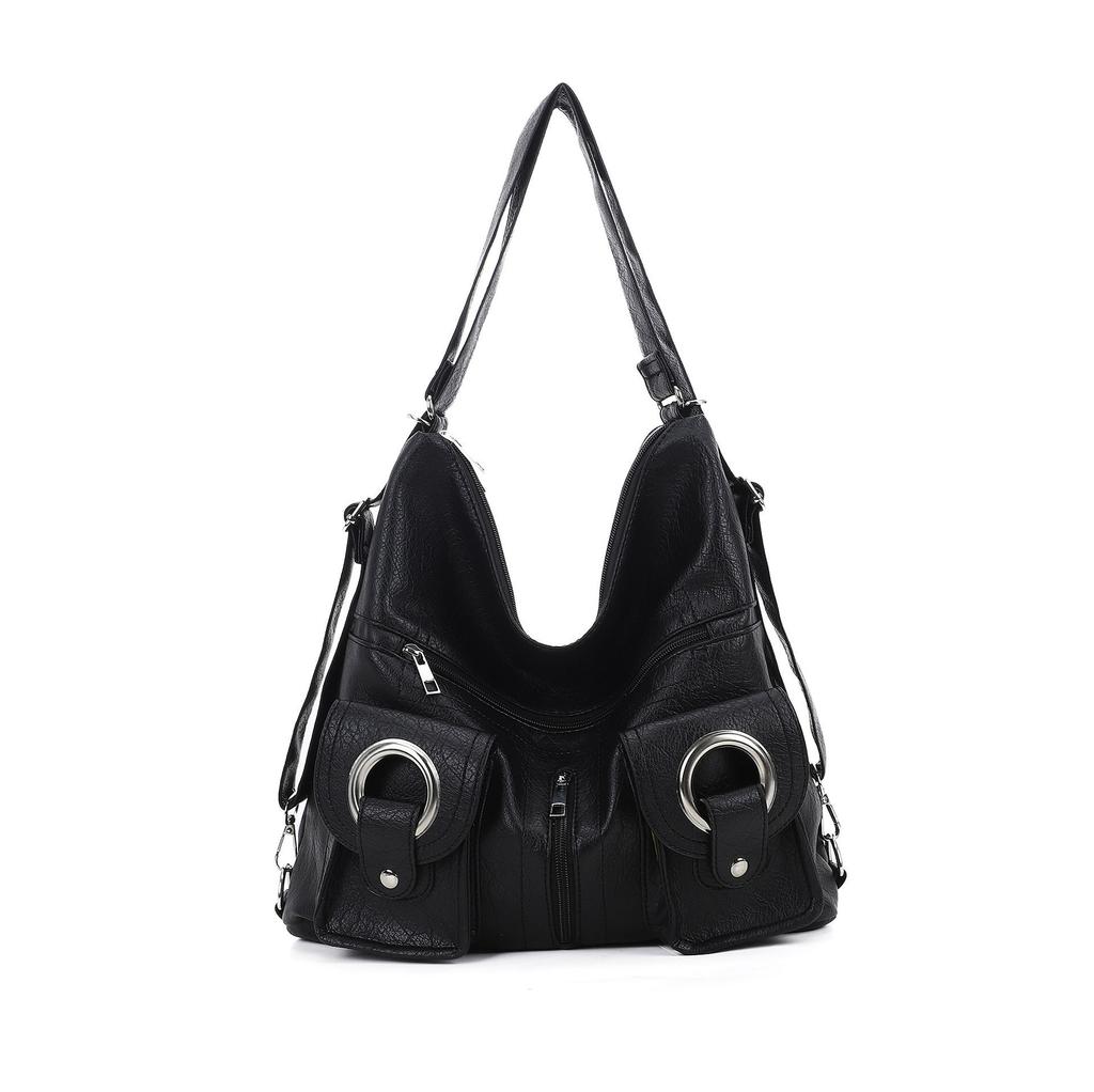 Big bag female personality fashionable zipper pocket backpack large capacity shoulder crossbody