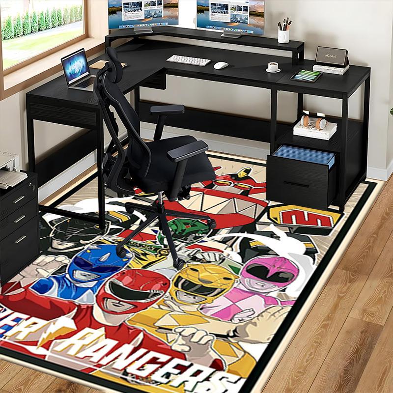 1pc Power Rangers Office Chair Mat - Anime Cartoon Design, Non-Slip Carpet for Home Decor, Suitable for All Seasons, Ideal Gift for Fans.T083