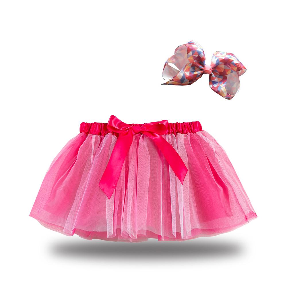 Girls' Star and Moon Mesh Tutu Skirt Set with Bow Hair Clips