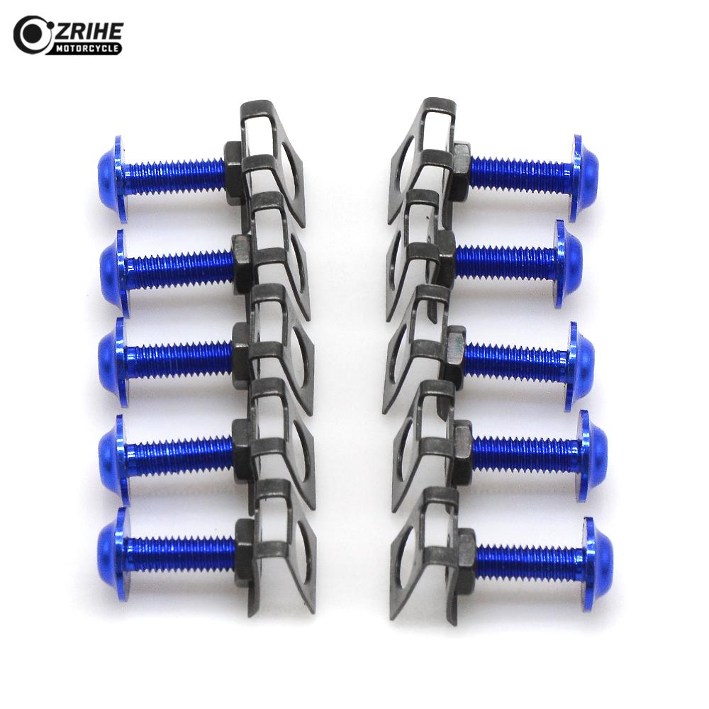 10 pcs 6MM CNC Universal Motorcycle Accessories Fairing body work Bolts Screws For kawasaki Z300 Z750 Z750R Z750S