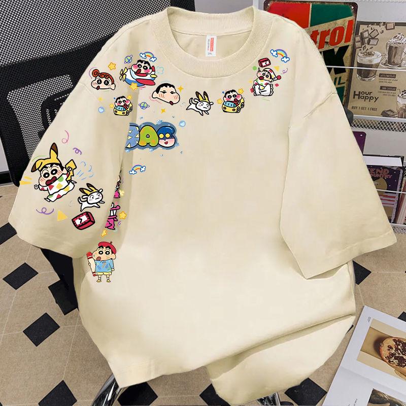 290g Unisex Summer Cartoon Shin-chan Short Sleeve T-shirt - Trendy High-end Couple Top