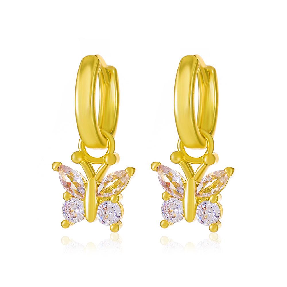 European & American Minimalist Zircon Flower Earrings with Heart Ear Cuffs - Stylish Niche Design for Women
