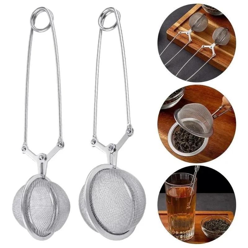 Stainless Steel Herb Mesh Strainer - Tea Ball Infuser Filter with Handle, Spoon Tea Infuser, Squeeze Leaves Mesh Tea Filter