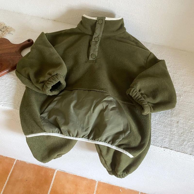 Winter Children Polar Fleece Sweatshirt Set Boys Girls Plus Velvet Thick Warm Suit Kids Casual Sports Outfits