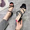 Fashion 2025 Summer Women's Sandals Casual Female Slippers Fashion Sexy Female Shoes Square Heel Open Toe Ankle Strap Sandals Sandalias