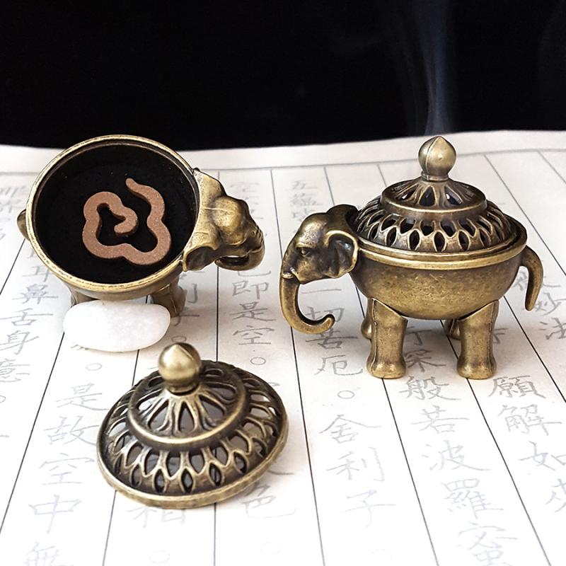 Elephant Lucky Incense Burner Metal Lotus Incense Burner Bowl Incense Holder With Handle Yoga Meditation Home Decor Ancientstyle