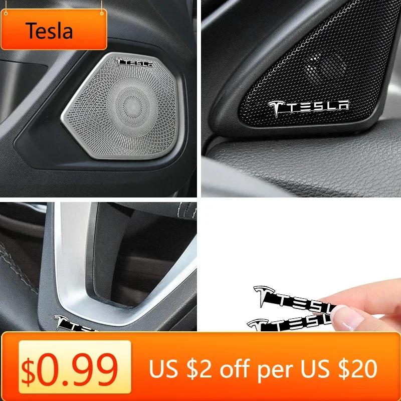 Car Sticker Tesla Aluminum 3D Metal Speaker Audio Stereo Labeling Decorate Sticker Car Styling For Tesla Model 3 Model S Model X